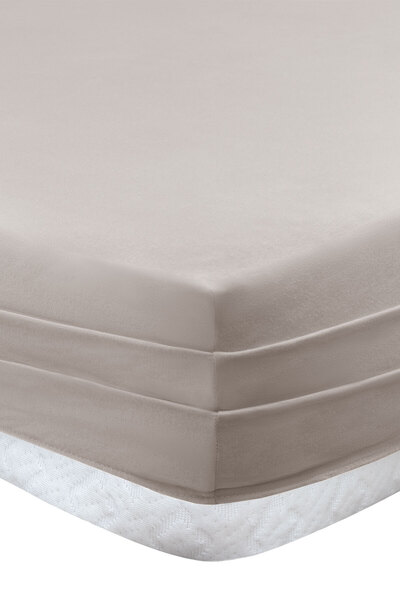 Yataş Softy Beige Double Combed Cotton Sheet - 100% Cotton Elastic