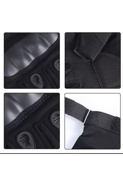 hedeftartical Erkek Motosiklet Eldiveni Kesik Ful Korumalı Bilekten Kayışlı Yarım Parmak Taktik Eldiven