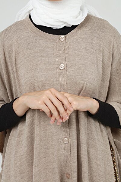 ilmek Γυναικεία χειμωνιάτικα πλεκτά πλεκτά πόντσο με κουμπιά 4253