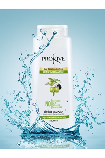 PROXİVE Tuzsuz Parabensiz Silikonsuz Boyasız Kepek Ve Kaşıntı Önleyici Bitkisel Zeytinyağlı Şampuan 650 ml