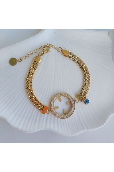 staınless steel Steel Quarter-Inserted Non-Tarnish Bracelet