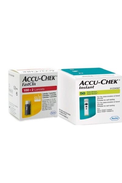 Accu Chek 102'li Fastclix + Instant 50 Adet Strip