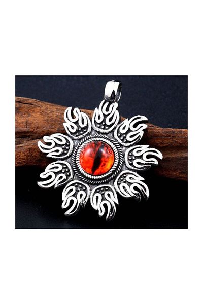 daisybydaisy Red Stainless Steel Sun Necklace - Eye Detail