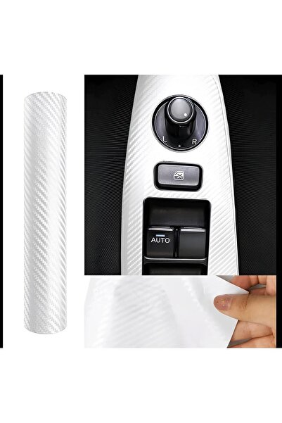 ESEMİZ 3D alb zimțat - folie de carbon durabilă cu conducte de aer (20cmx152cm)