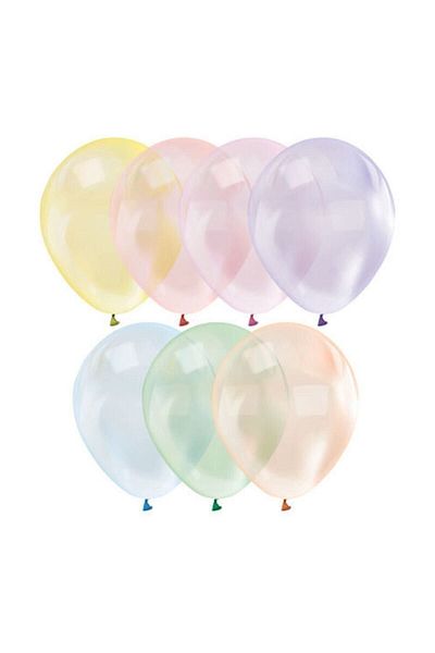 BalonEvi Mixed Color Transparent Balloon 12 Inch 25 Pieces