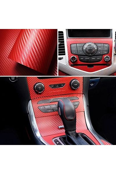 ESEMİZ Esemiz 3d Red Serrated Patterned - Durable Carbon Foil with Air Duct (152x50 Cm)