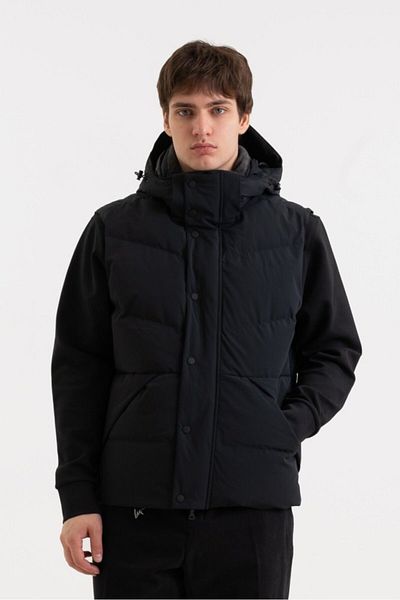 PAUL&SHARK Black Hooded Men's Vest - with Brand Logo, 14312006 -011