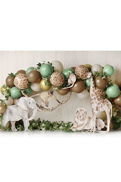 Öztürkpartievi سلسلة بالونات الزرافة الخضراء من سفاري العفن