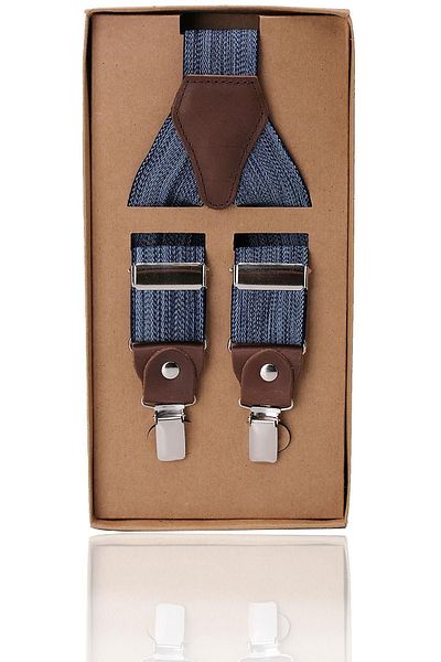 Kravatkolik Blue Color Leather Connected Men's Trouser Strap Pan41