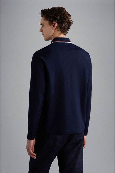 PAUL&SHARK Ανδρικό μπλουζάκι με λαιμόκοψη Navy Blue - Μακρυμάνικο, Casual, 14311720 -050