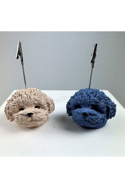 oasis decoration Set of 2 Dog Note Holders (cream - Gray Blue)