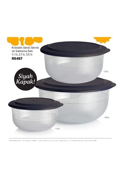 Tupperware Black Crystal Set of 3