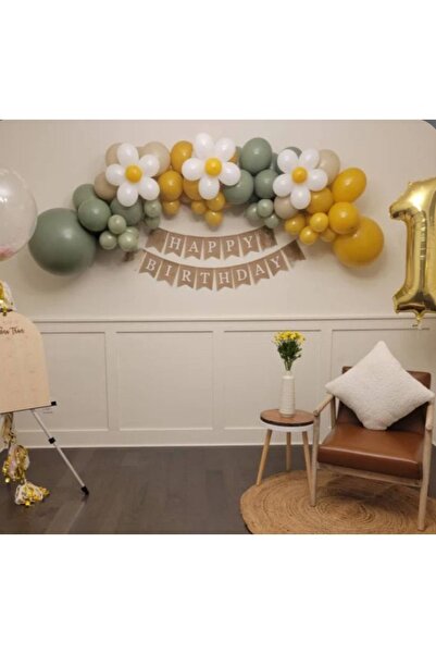 Öztürkpartievi مجموعة بالونات كركم ديزي باللون الأخضر العفن