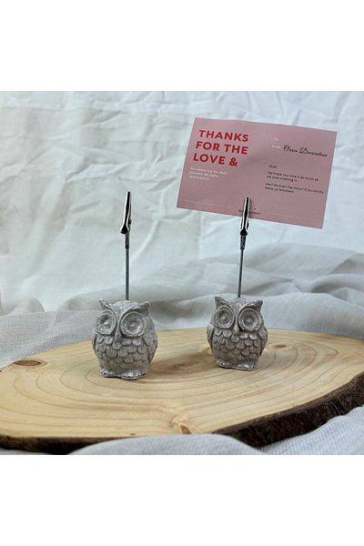 oasis decoration Gray-mink Antique Owl 2-Piece Note Holder Set