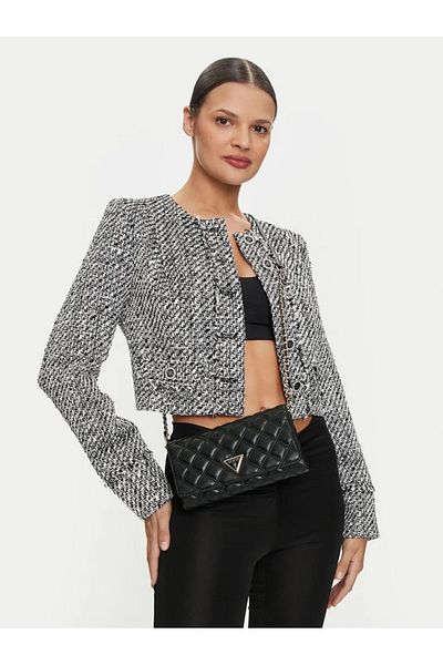 Guess Geantă de umăr pentru femei cu fermoar cu detaliu cu logo negru - HWQG87 48750-BLA