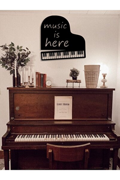 Genel Markalar Music Is Here Piano Müzik Ahşap Mdf Dekoratif Tablo