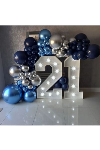 Öztürkpartievi Midnight Blue Silver Balloon Set