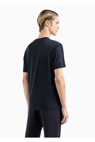 Emporio Armani Tricou pentru bărbați bleumarin - croială normală, bumbac, mânecă scurtă, cu logo-ul mărcii 6D1TD6 1JOSZ-0920