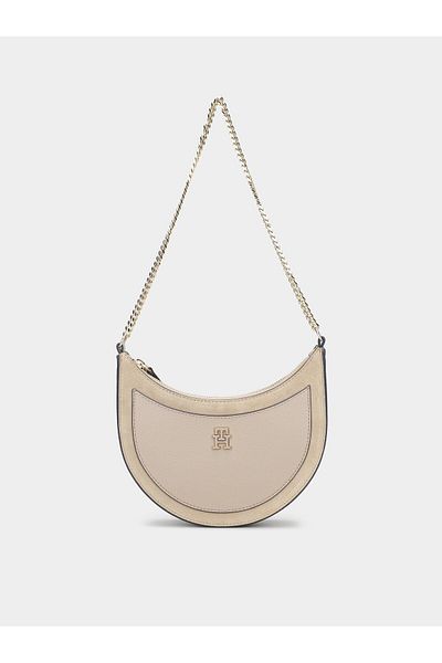 Tommy Hilfiger Ecru Women's Shoulder Bag - Logo Detailed, Daily Use, Aw0Aw17062-Aeg
