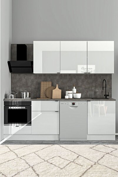 Fly Mobilya 240 Cm %100 Mdf Tezgahlı Efil Ankastre Mutfak Dolabı