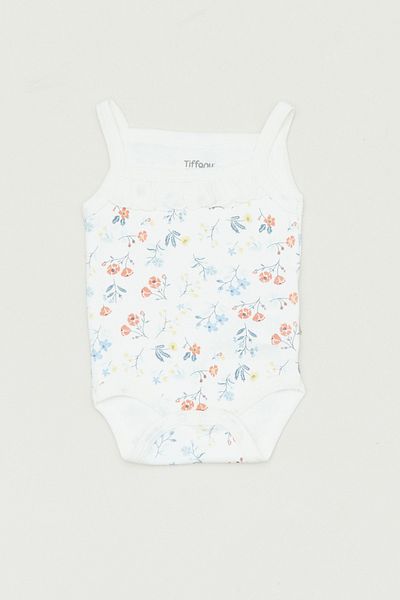 Fulla Moda Floral Patterned Frilly Bodysuit for Girls
