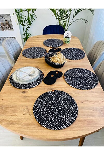 JÜTEX HOME 13-частова американска чиния за сервиране от юта - подложки и кошница