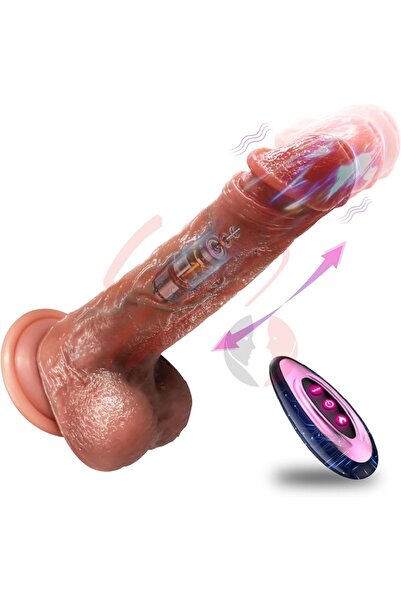 Erotica İleri Geri Hareketli Thrusting Dildo Gerçekçi Titreşimli ve Isıtmalı Yapay Penis Vibrator