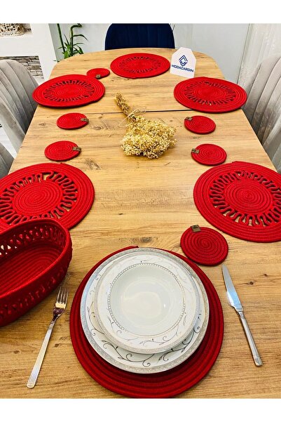 JÜTEX HOME 13-частова американска чиния за сервиране от юта - подложки и кошница