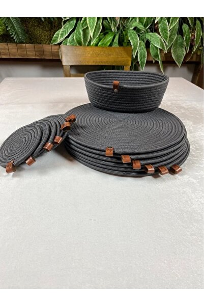 JÜTEX HOME طقم أدوات مائدة أمريكي من الجوت بمظهر الخيزران، طقم أدوات مائدة أم...