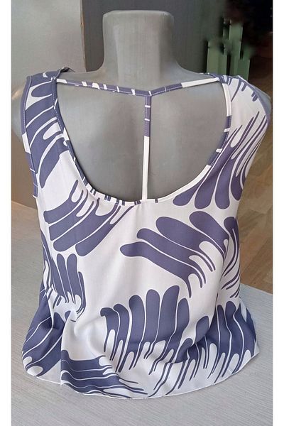 SGS Le Viva Sgs Gray Blue Color Bell Model Hanging Blouse