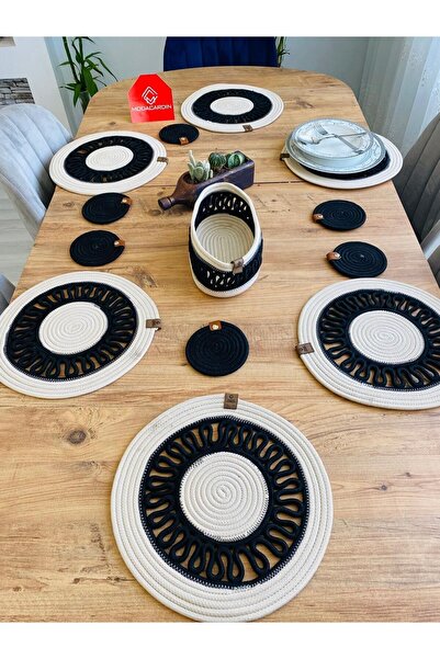JÜTEX HOME 13-частова американска чиния за сервиране от юта - подложки и кошница