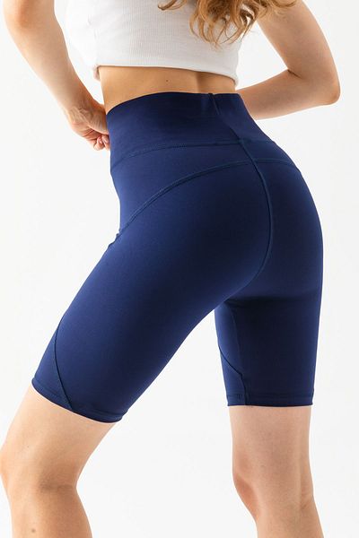 Cyber Lady Pantaloni scurti sport cu talie înaltă, albastru bleumarin, respirabili