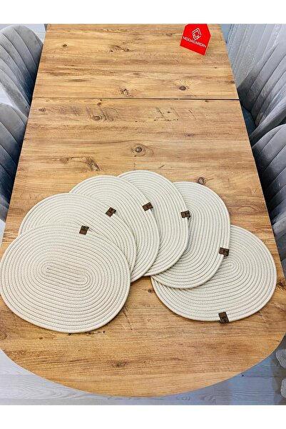 JÜTEX HOME Set de 6 plăci ovale din răchită din iută American Service