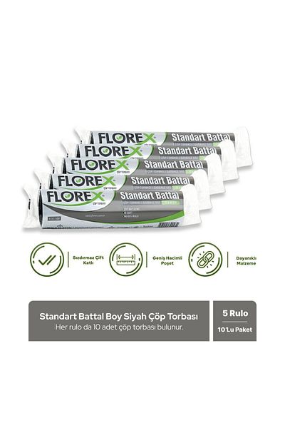 Florex Standard King Size Black Garbage Bag X 5 Rolls