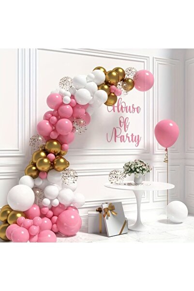 Öztürkpartievi سلسلة بالونات من الذهب الأبيض الوردي