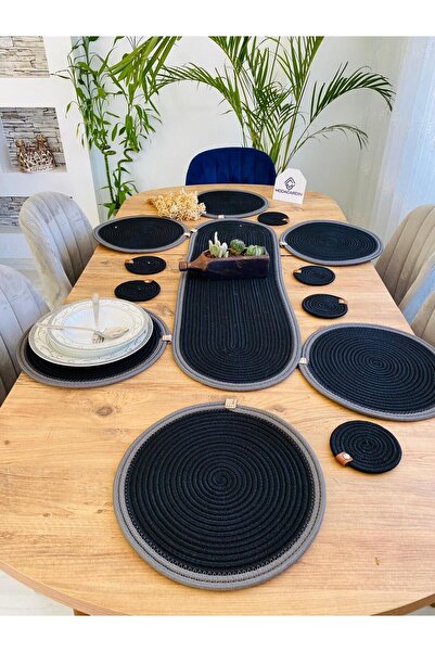 JÜTEX HOME 13-частова американска чиния за сервиране от юта - подложки и кошница