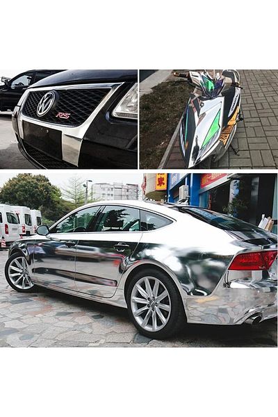 ESEMİZ Waterproof Chrome Nickel Sticker - Adhesive Vehicle and Furniture White Goods Foil 200Cmx122Cm