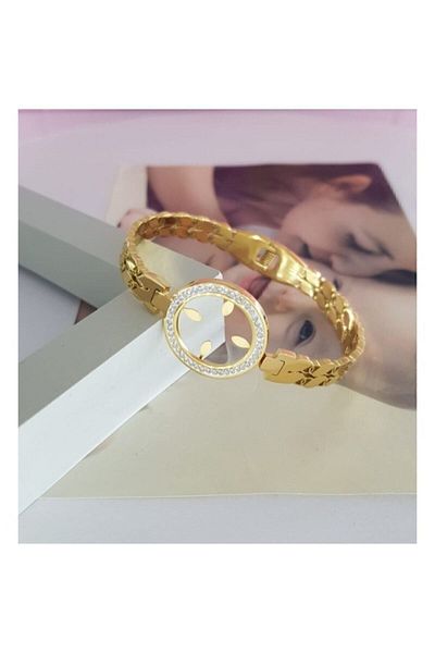 zeynep Yeniseason Steel Barley Handcuffs - Quarter Set, Gold Zircon Stone