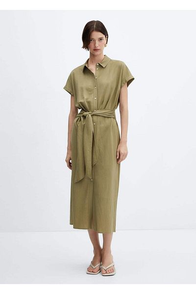 MANGO Woman Košilové šaty - Detailní pásek