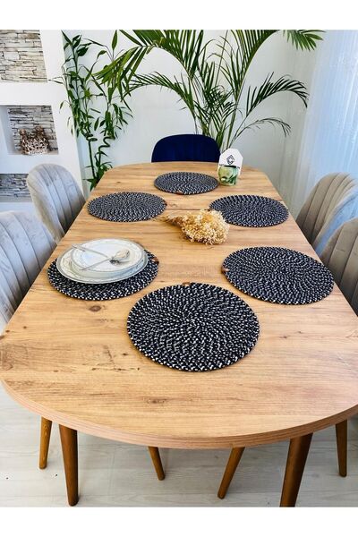 JÜTEX HOME Placă de serviciu americană din răchită din iută 6 bucăți