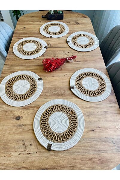 JÜTEX HOME Placă de serviciu americană din răchită din iută 6 bucăți