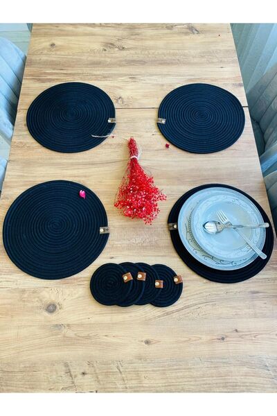 JÜTEX HOME 8 bucăți plăci și subțire din răchită de iută - serviciu american