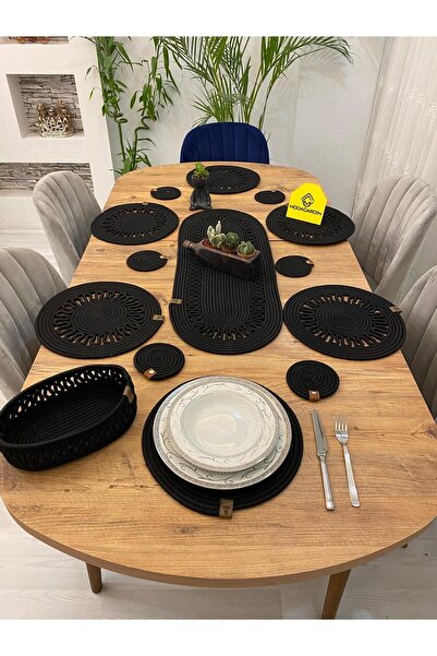 JÜTEX HOME Σετ 14 τεμαχίων από γιούτα Wicker American Service Charging - Runn...