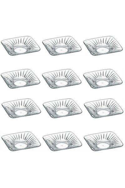 Paşabahçe 54321 12 Li Kare Gravürlü Çay Bardağı Altı - Çay Tabağı