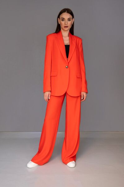 ST COLETTE BR Juliet Premium Lyocell Tek Düğme Coral Blazer