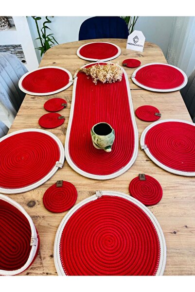 JÜTEX HOME Комплект от 12 американски чинии за сервиране и подложки от юта и ...