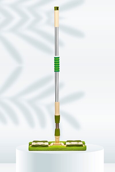 Spin Ayarlı Yer Duvar Mopu Mandallı Mop Ergonomik Saplı Paspas Takımı 2 Adet Mikro Bez
