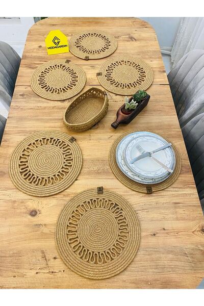 JÜTEX HOME Комплект от 7 американски чинии и кошници от юта и ракита