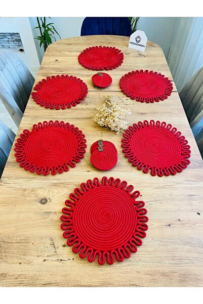 JÜTEX HOME Комплект от 12 американски чинии за сервиране и подложки от юта и ...