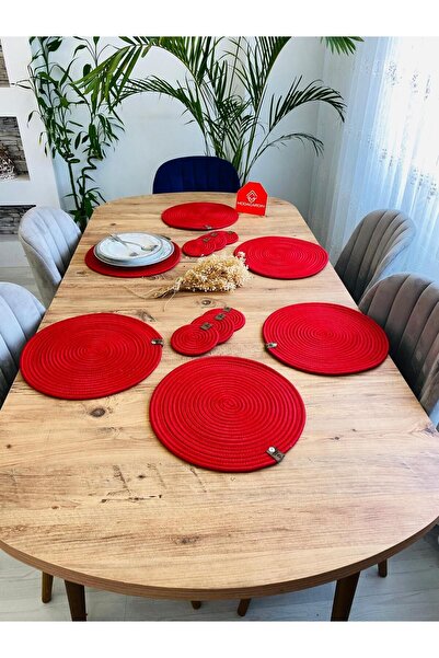 JÜTEX HOME Комплект от 12 американски чинии за сервиране и подложки от юта и ...